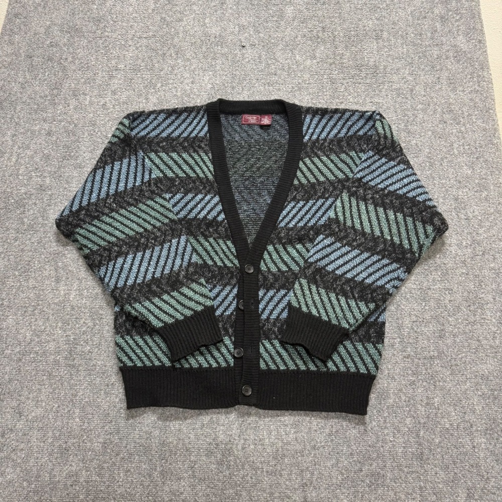 VTG Cambridge Classic Cardigan Sweater Mens XL Multi-color 90s Wool Acrylic
